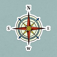 Classic compass sticker white border | Premium PSD - rawpixel