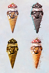 Unused toys in a waffle cone set design resource