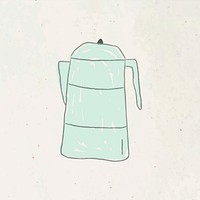 Doodle style green coffee pot vector