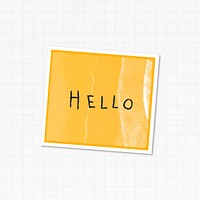 Hello greetings typography sticker on an orange background vector