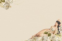Vintage woman with flowers background