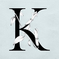 Font k vintage letter floral typography