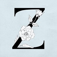 Font z vintage letter floral typography