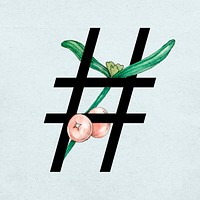 Vector hashtag sign floral vintage decorated typography