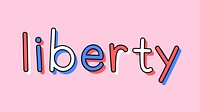 Cute doodle liberty text psd colorful typography on pink