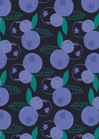 Psd blueberry pattern black background