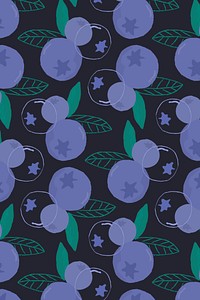 Psd blueberry pattern black background