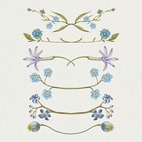 Blue flower dividers, remix from The Model Book of Calligraphy Joris Hoefnagel and Georg Bocskay