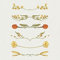 Vintage floral dividers, remix from The Model Book of Calligraphy Joris Hoefnagel and Georg Bocskay