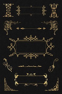 Vintage Victorian frame border ornament collection, remix from The Model Book of Calligraphy Joris Hoefnagel and Georg Bocskay