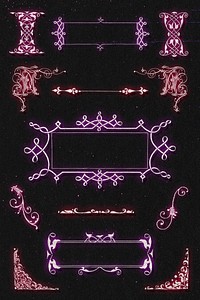 Vintage Victorian frame border ornament collection, remix from The Model Book of Calligraphy Joris Hoefnagel and Georg Bocskay