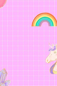 Vector pony pink grid rainbow aesthetic banner