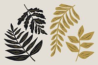 Gold leaves botanical vintage clipart collection