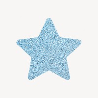 Blue star badge, glittery collage element psd