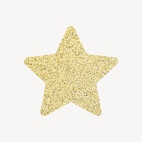 Yellow star badge, glittery collage element psd
