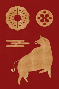 Chinese Ox Year  vector gold design elements collection