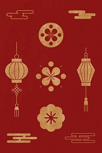 Lunar New Year 2021 vector gold stickers collection