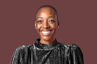 Smiley African American woman closeup portrait studio shoot