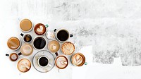 Coffee mugs on an abstract white and gray background