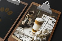 Clipboard mockup, editable cafe menu design psd