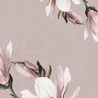 Magnolia border on beige background
