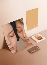 Poster, business card  mockup, beauty branding