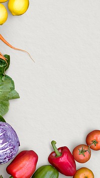 Vegetables border gray background for health and wellness campaign