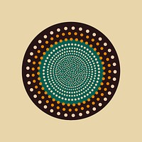 Green and beige circle African tribal design