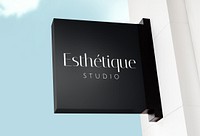 Square sign mockup, business branding psd