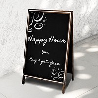 Chalkboard sign png mockup, cafe, restaurant ad  psd