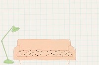 Sofa and lamp background cute home interior illustration 