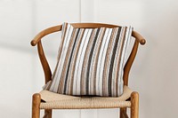 Cushion pillow mockup psd with earth tone stripes pattern