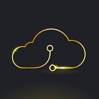 Gold neon cloud icon digital networking system