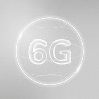 6g global connection technology white in globe digital icon