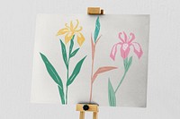 Aesthetic flower painting on wooden stand
