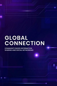 Global connection technology template vector with digital background