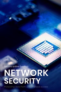 Network security banner template vector with computer chips background