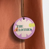 Clothing tag mockup, memphis design  psd