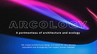 Arcology word with aesthetic sunset projector lamp for blog banner