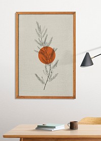 Room and frame mockup psd, minimal Japandi interior design