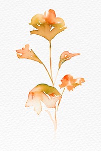 Gingko leaf autumn watercolor in orange seasonal graphic