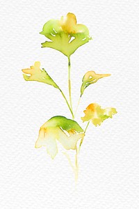 Gingko leaf autumn watercolor in green seasonal graphic