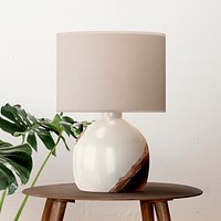 Table lamp mockup, editable design 