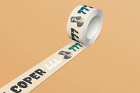 Vintage rolled tape mockup, beige design psd