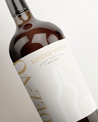 Wine label mockup psd, editable bottle design 