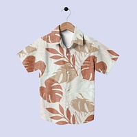 Editable men’s shirt mockup, monstera leaf pattern in realistic design psd