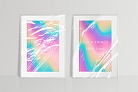 Picture frame mockups, gradient design psd