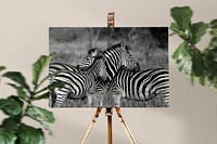 Canvas on easel mockup, editable design 