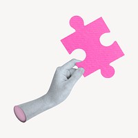 Hand holding jigsaw, business solution remix vector