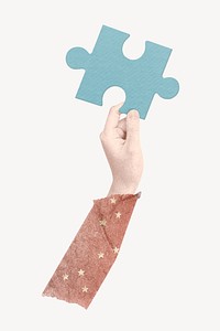 Hand holding jigsaw, business solution remix vector